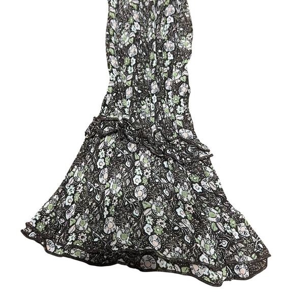 Apt 9 Brown Floral Retro Bell Sleeve Button Up Top Size 8 - Picture 5 of 6